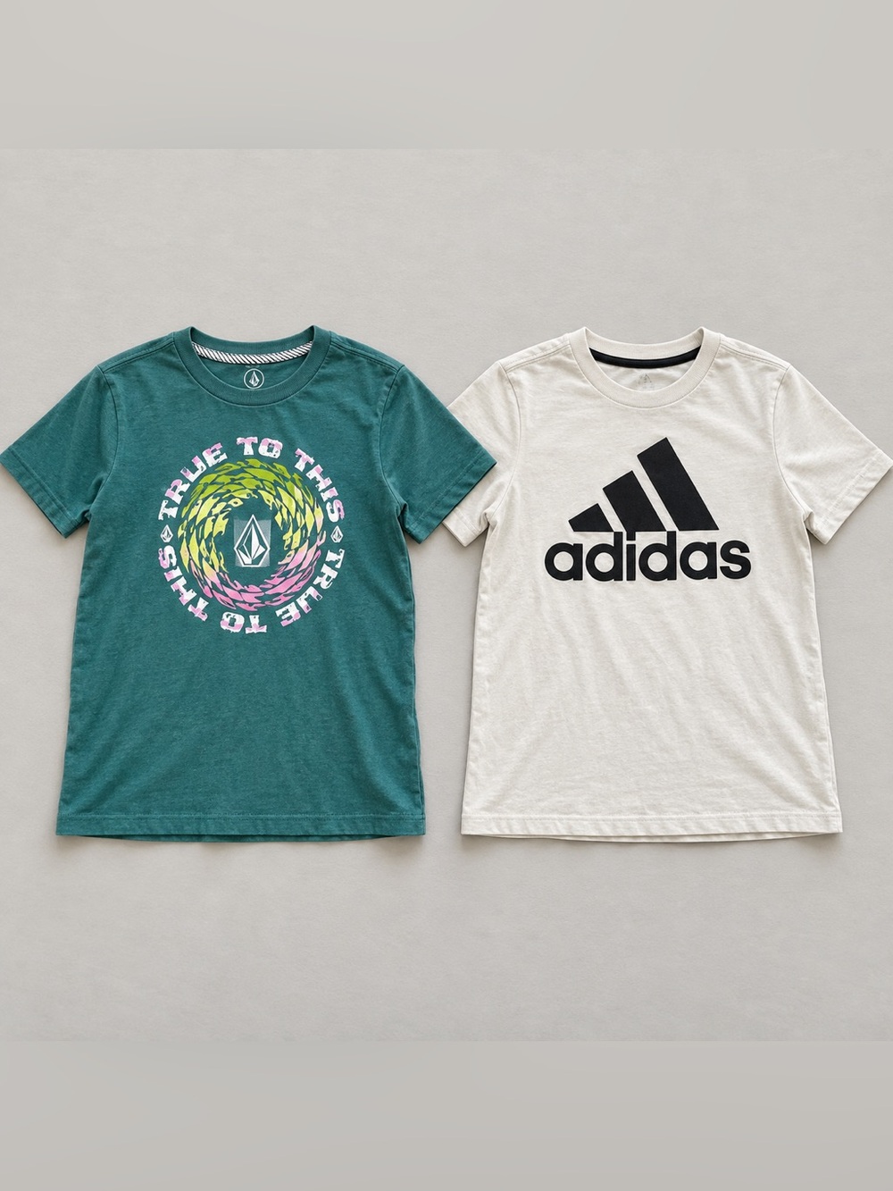 NWT Boys Volcom Spinz Graphic Tee + Adidas Logo Tee Bundle Medium